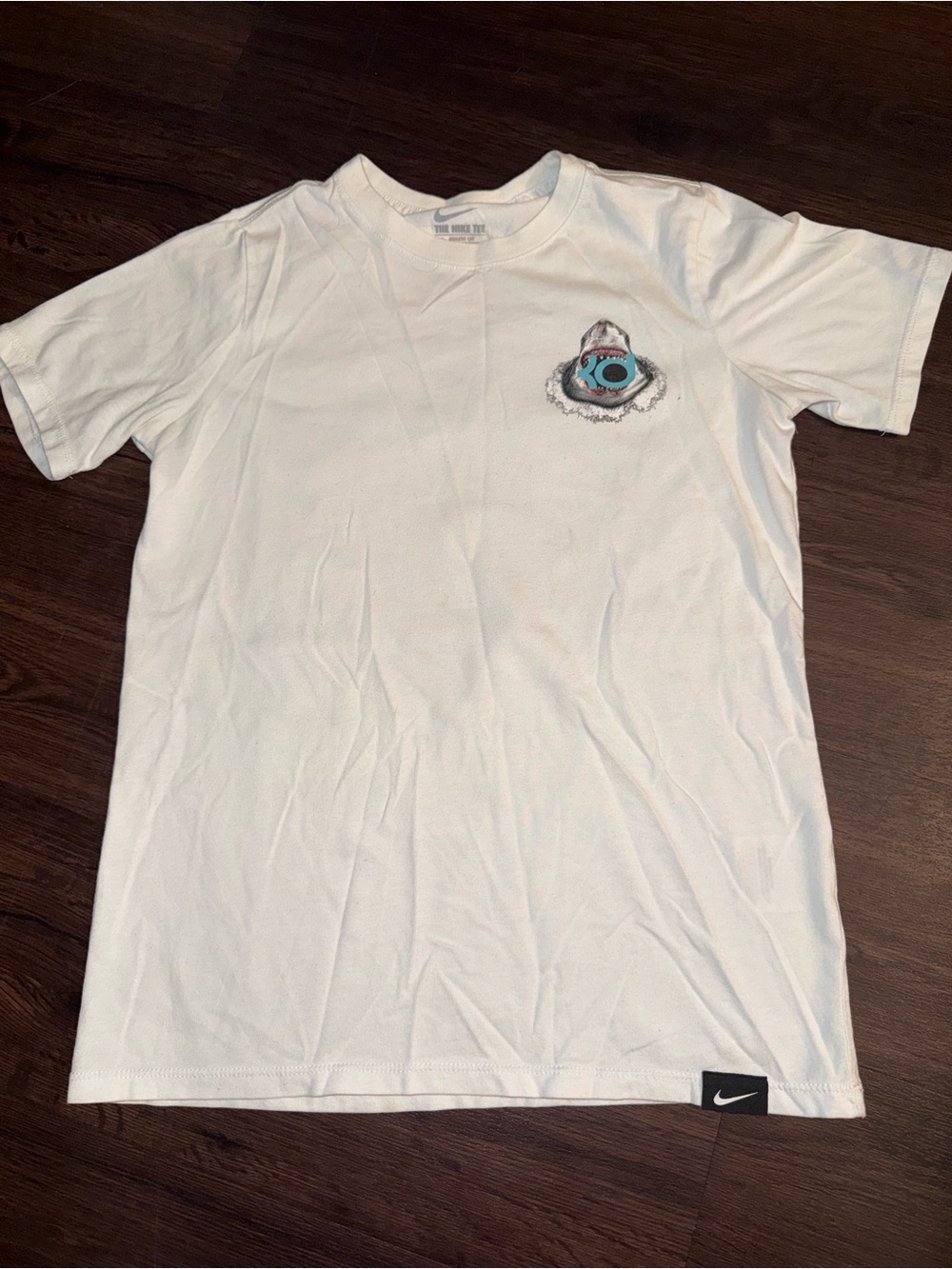 Nike KD Kevin Durant Dri-FIT Youth Medium Shark Graphic White T-Shirt Basketball